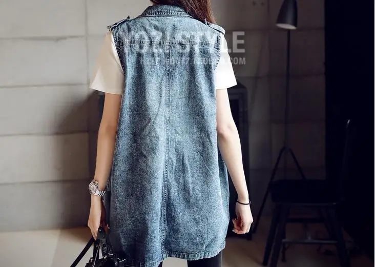 Винтажный джинсовый жилет с дырками в стиле Харадзюку 2018|gilet femme|denim vest jeansjeans women |