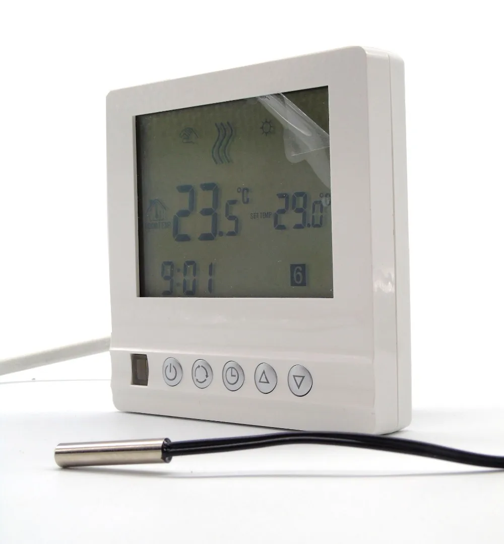 EU weekly programmable electric heating film temperature control, electric heating carbon crystal thermostat 220V 16A
EU weekly programmable electric heating film temperature control, electric heating carbon crystal thermostat 220V 16A