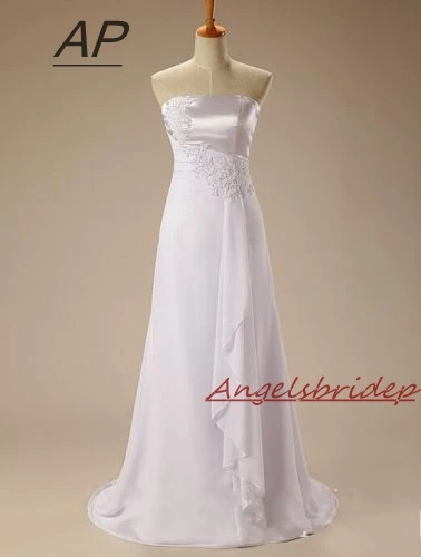 Свадебное платье ANGELSBRIDEP Vestido De Noiva простое шифоновое трапециевидной формы с