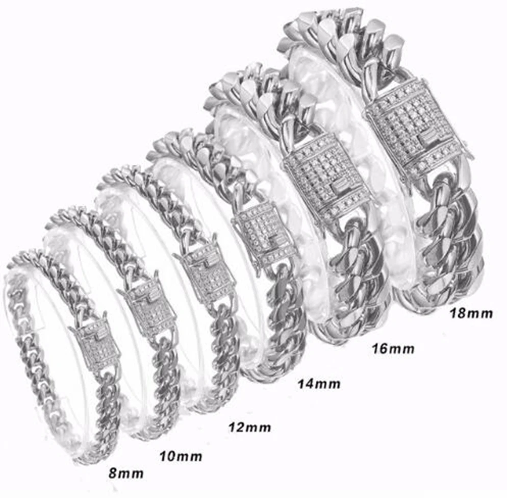 Polishing Silver Color 8/10/12/14/16/18mm Popular Men Stainless Steel Miami Curb Cuban Link Chain Bracelet Bangle 7-11 Inches
Polishing Silver Color 8/10/12/14/16/18mm Popular Men Stainless Steel Miami Curb Cuban Link Chain Bracelet Bangle 7-11 Inches