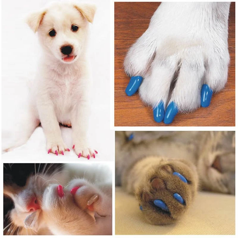 Цветные мягкие резиновые колпачки для кошек и собак аксессуары защиты от