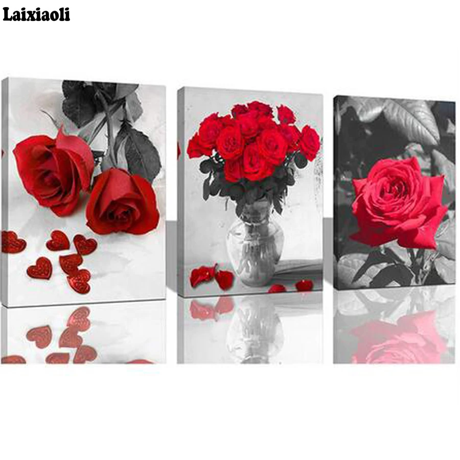 3pcs Diamond Painting full Square Round Daimond Red Roses Vase picture Mosaic Rhinestone Embroidery diamant wall decor stickers
3pcs Diamond Painting full Square Round Daimond Red Roses Vase picture Mosaic Rhinestone Embroidery diamant wall decor stickers