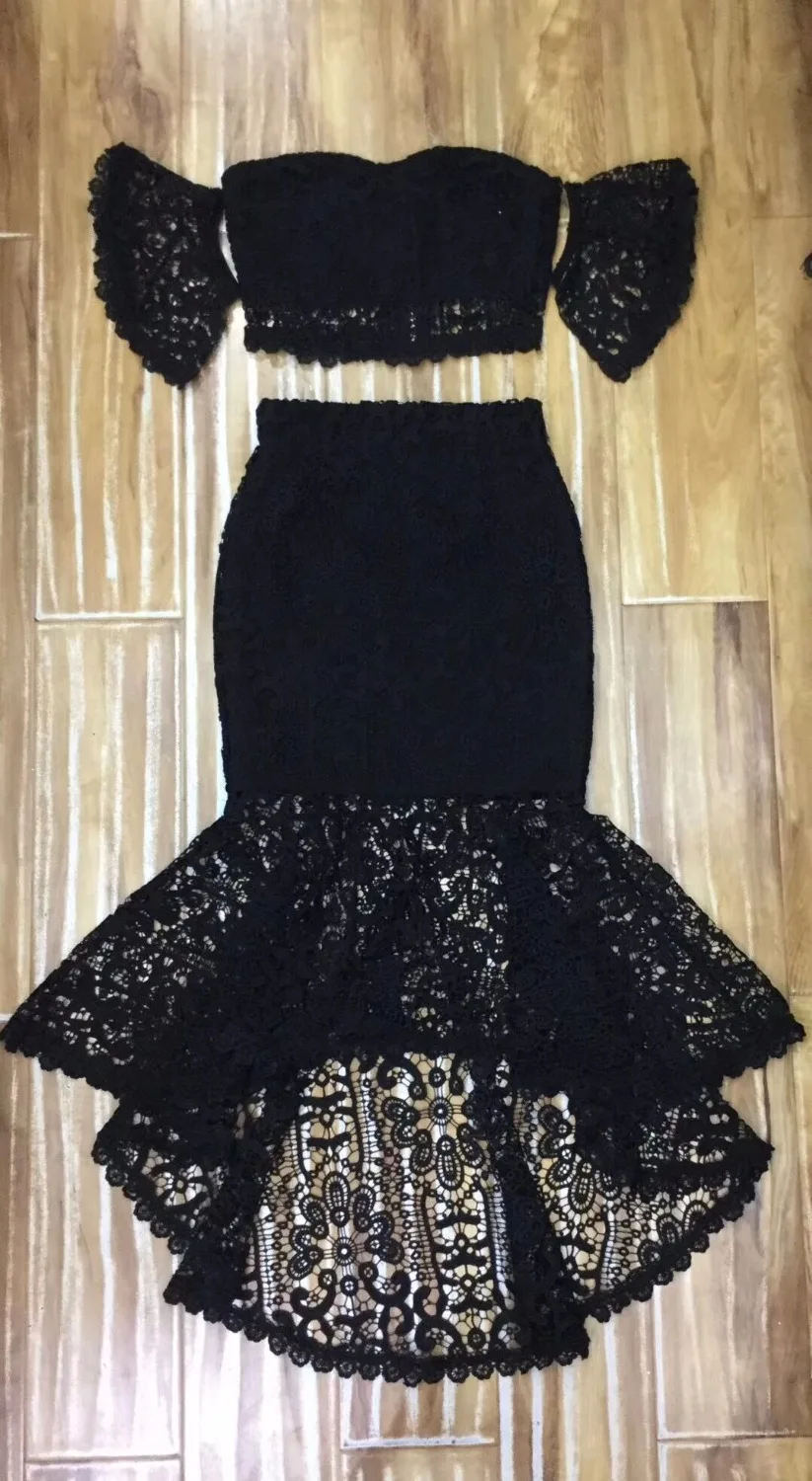 Wholesale Women Sexy Off the Shoulder Lace 2 Piece Rayon Bandage Dress 2018 Elegant Trimpet Fishtail Celebrity Party Dress
Wholesale Women Sexy Off the Shoulder Lace 2 Piece Rayon Bandage Dress 2018 Elegant Trimpet Fishtail Celebrity Party Dress