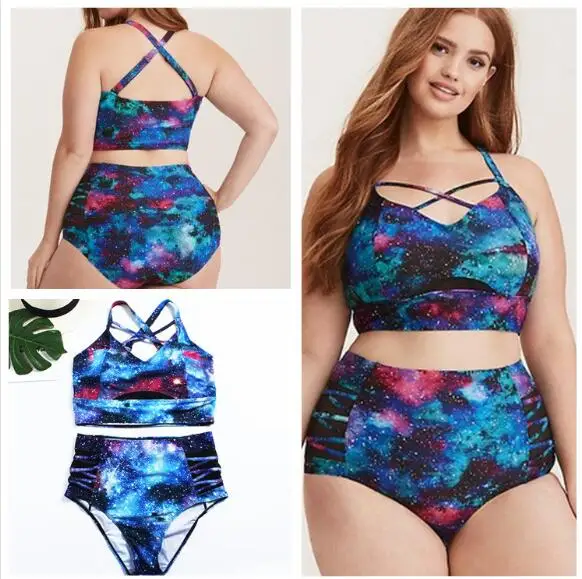 Plus Size Tankini Women High Waist Starry Galaxy Swimwear Strappy Neck Detail Two Piece Swimsuit Bath Suit Larger Size 4XL
Plus Size Tankini Women High Waist Starry Galaxy Swimwear Strappy Neck Detail Two Piece Swimsuit Bath Suit Larger Size 4XL