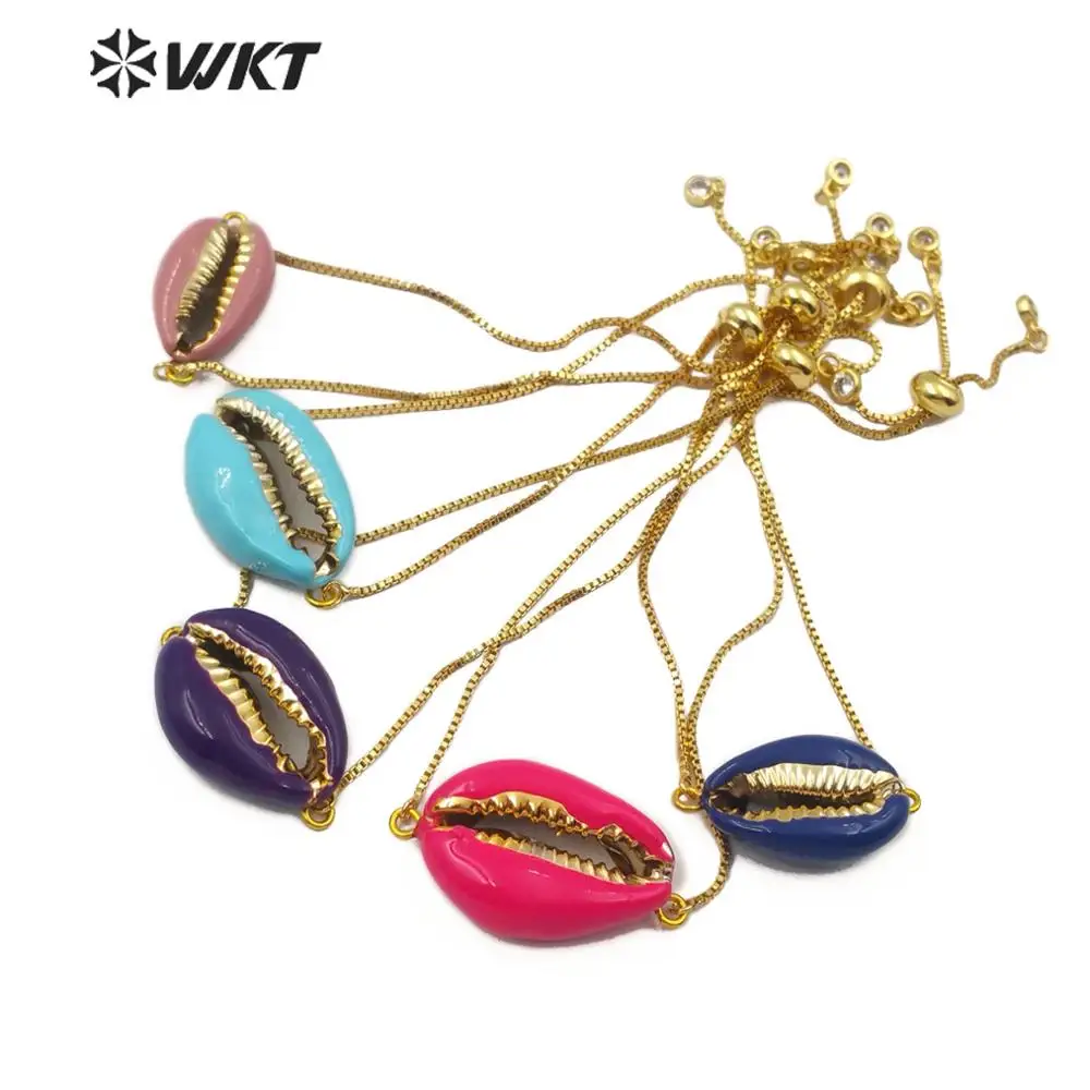WT-B465 Multi Color Cowrie Shell Bracelet Resin Oil With Gold Electroplated Sea Shell Bracelet Adjustable Bracelet Jewelry
WT-B465 Multi Color Cowrie Shell Bracelet Resin Oil With Gold Electroplated Sea Shell Bracelet Adjustable Bracelet Jewelry