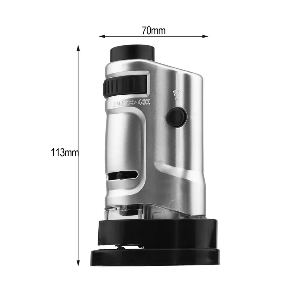 Mini Portable Microscope Zoom 10081-8 20X-40X Jewelry Currency Detecting With LED Illumination Magnifier Loupe New | Инструменты