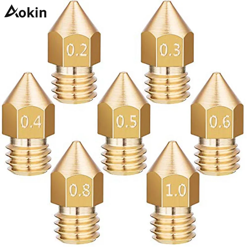 Aokin 50pcs MK8 Nozzle 0.3mm 0.5mm 0.8mm 3D Printer Extruder Nozzle Copper Head Brass M6 Threaded for 1.75mm 3.0mm Filament
Aokin 50pcs MK8 Nozzle 0.3mm 0.5mm 0.8mm 3D Printer Extruder Nozzle Copper Head Brass M6 Threaded for 1.75mm 3.0mm Filament