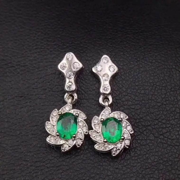 Emerald earring Free shipping Natural real emerald 925 sterling silver Fine jewelry
Emerald earring Free shipping Natural real emerald 925 sterling silver Fine jewelry