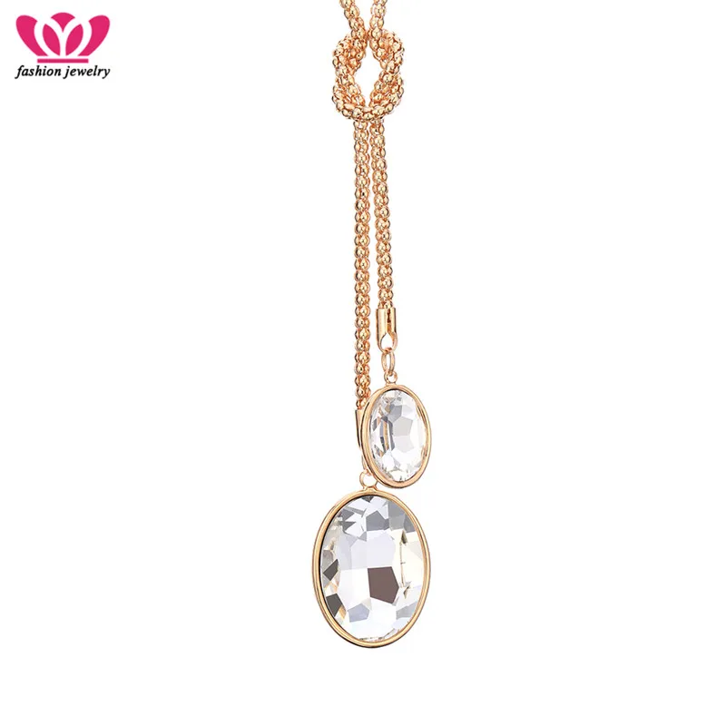Fashion Gold Crystal Necklace & Pendant Statement Double Round Gems Knotted Chain Necklace for Women Party Gift New Wholesale
Fashion Gold Crystal Necklace & Pendant Statement Double Round Gems Knotted Chain Necklace for Women Party Gift New Wholesale