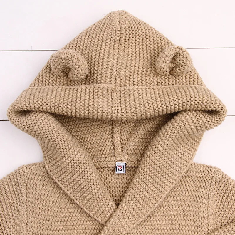 Baby Boys Jackets 2018 Spring Solid Hooded Outerwear Coats Autumn Cotton Knitted Newborn Infant Sweaters 3 Colors Clothing | Детская