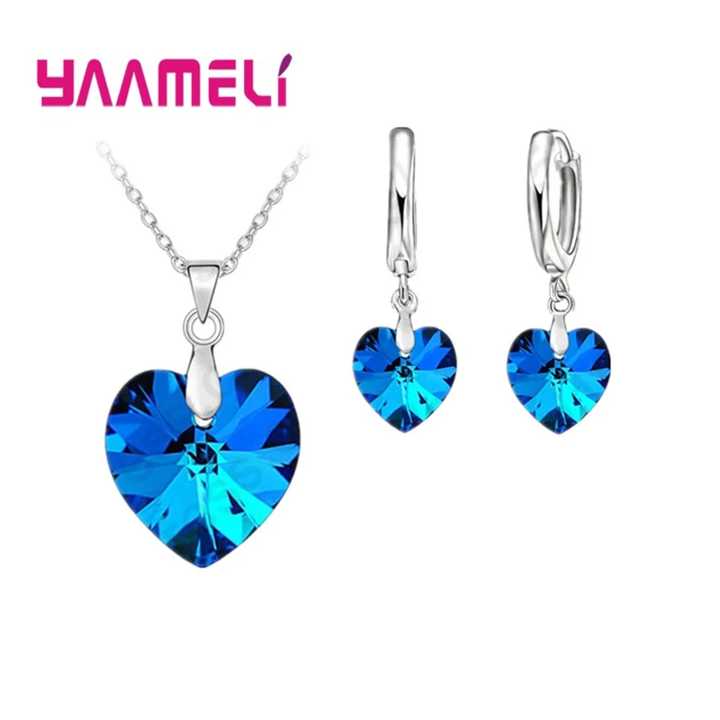 Romantic Clearly Austrian Crystals 925 Sterling Silver Jewelry Sets Heart Pendant Necklaces Lever Back Earring For Woman
Romantic Clearly Austrian Crystals 925 Sterling Silver Jewelry Sets Heart Pendant Necklaces Lever Back Earring For Woman