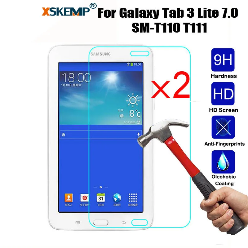 XSKEMP 2 шт./лот Закаленное стекло Защитная пленка для экрана Samsung Galaxy Tab 3 Lite 7 0 SM T110/T111