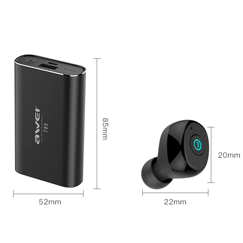 Awei T85 TWS Twins настоящие беспроводные наушники Bluetooth V5.0 в ухо спортивные IPX4