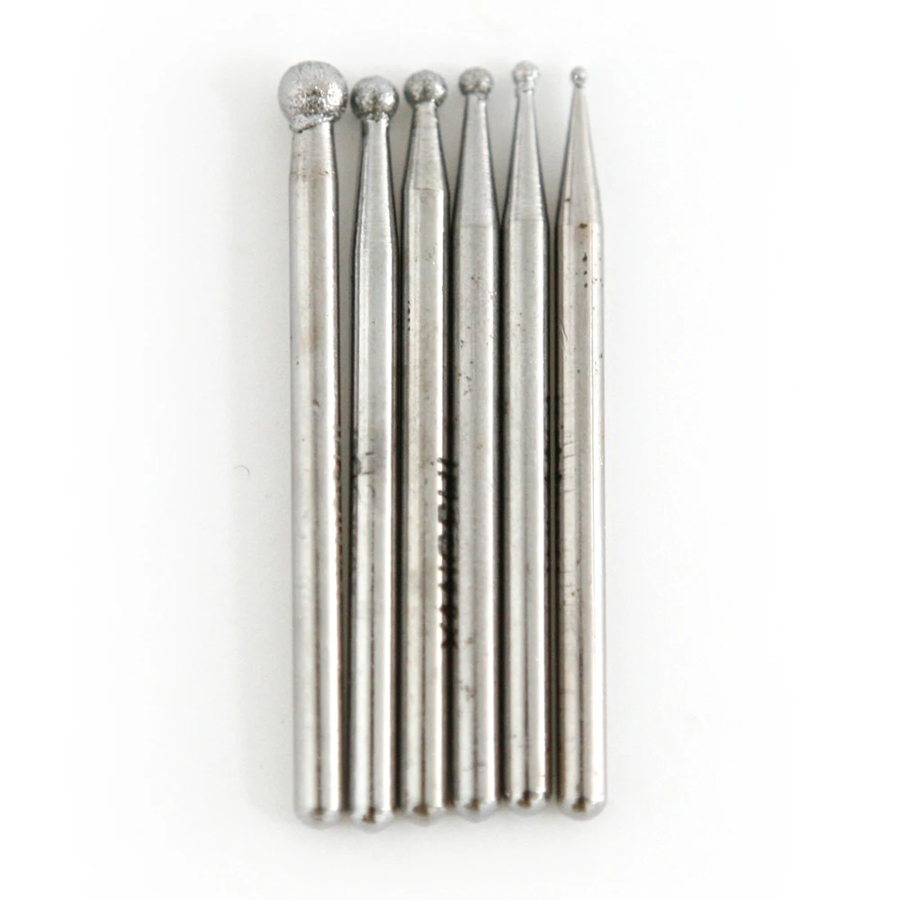 6Pcs 3mm Shank Diamond Round Ball Grind Needle Head Cutter Rotary Spherical Burr Jade Carving Tools Diameter 1/1.5/2/2.5/3/4 mm
6Pcs 3mm Shank Diamond Round Ball Grind Needle Head Cutter Rotary Spherical Burr Jade Carving Tools Diameter 1/1.5/2/2.5/3/4 mm