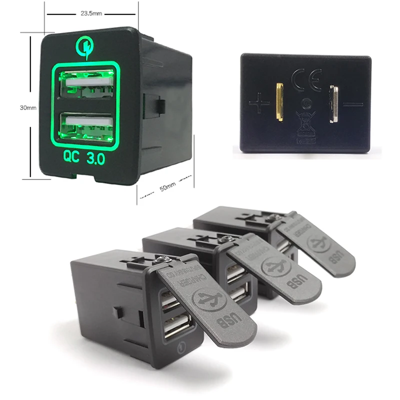 Автомобильное зарядное устройство с двумя USB портами 12 24 В С светодиодный ем 60