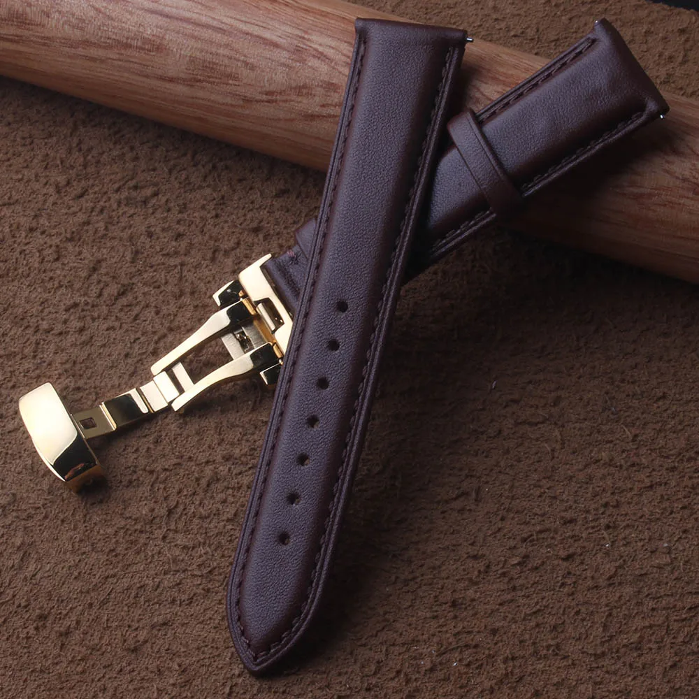 Genuine Leather Watchbands brown with gold buckle 18mm 19mm 20mm for quartz wrist watch Smooth Bracelet Accessories mens womens
Genuine Leather Watchbands brown with gold buckle 18mm 19mm 20mm for quartz wrist watch Smooth Bracelet Accessories mens womens