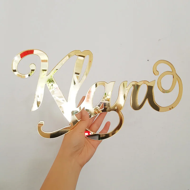 Custom Mirror Gold Name Sign Personalized Acrylic Wedding Signs Party Decor Backdrop Hanger | Дом и сад