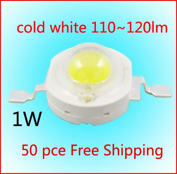 

50PCS 1W High power led Source cold white 5800-6500K 350mA DC3.00-3.5V 110-120LM Lamp beads Factory wholesale Free Shipping