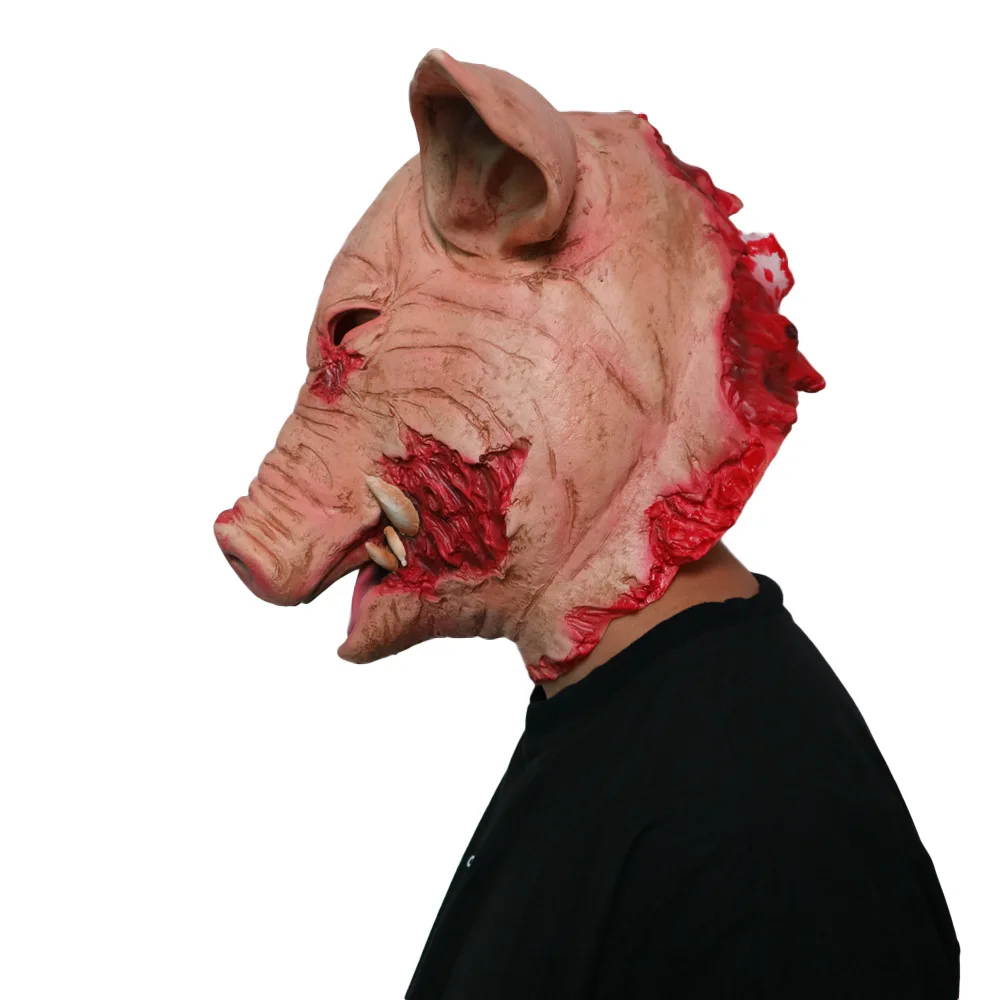 Хэллоуин ужас Свинья Маска Латекс Реквизит в виде животных для взрослых качестве