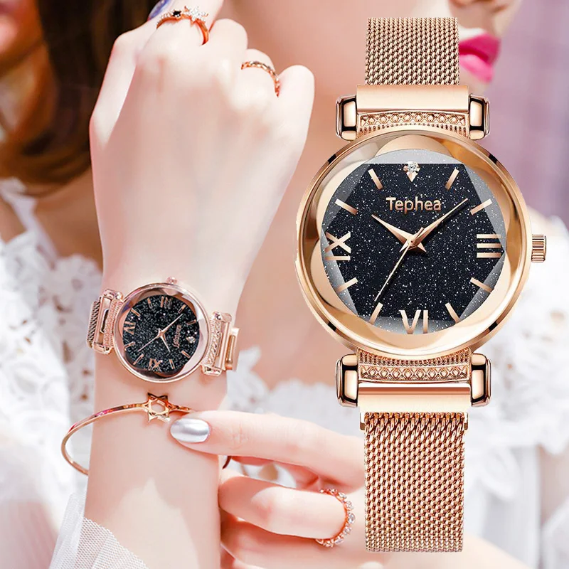 Luxury Women Watches Tephea Brand Fashion Ladies Starry Sky Watch Magnet Flowers Surface Watch Women Box Bracelet Set For Gift
Luxury Women Watches Tephea Brand Fashion Ladies Starry Sky Watch Magnet Flowers Surface Watch Women Box Bracelet Set For Gift