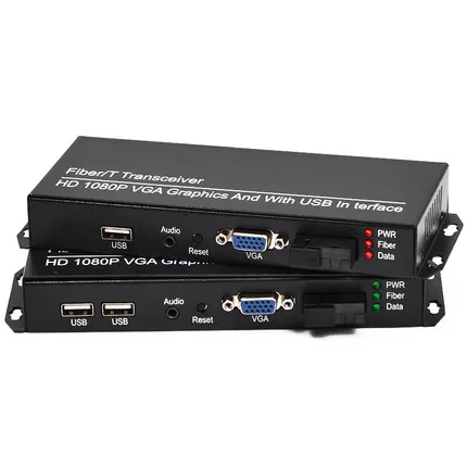 1 Pair VGA + KVM Fiber Extender VGA to Optical Fiber Converter Audio Fiber Transceiver SC/ 3.5mm/USB Port, 1080P, 20KM
1 Pair VGA + KVM Fiber Extender VGA to Optical Fiber Converter Audio Fiber Transceiver SC/ 3.5mm/USB Port, 1080P, 20KM