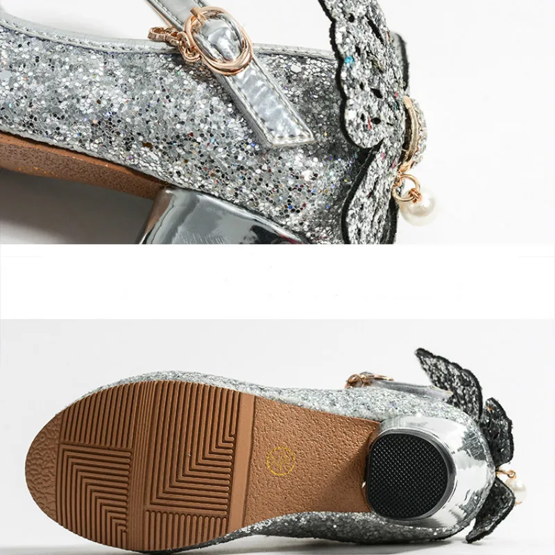 Baby Girls Glitter Princess Bow Shoes Sequins Party Wedding Casual Shoes Sneakers Flat Kids Shoes