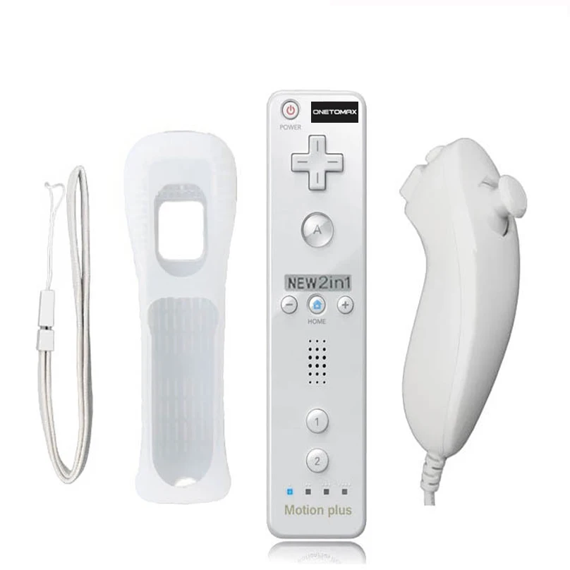 TOP 2 in 1 Wireless Gamepad Remote Controller Built in Motion Plus + Nunchuck For Nintendo Wii Controller Joystick Silicone Case
TOP 2 in 1 Wireless Gamepad Remote Controller Built in Motion Plus + Nunchuck For Nintendo Wii Controller Joystick Silicone Case