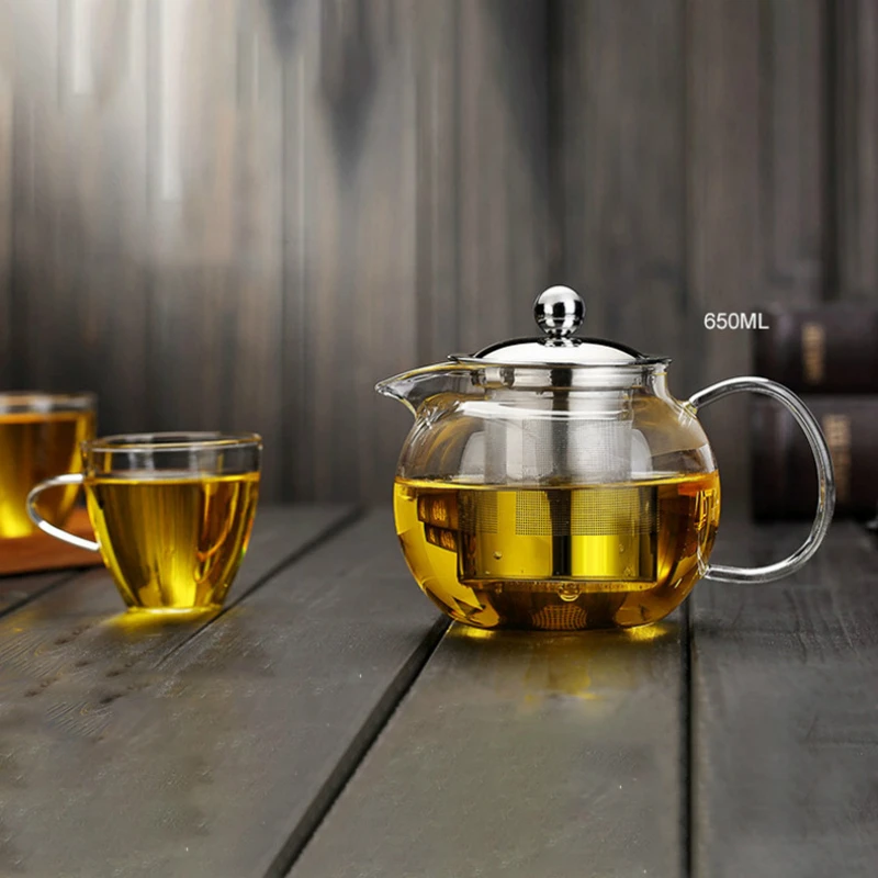 Transparent glass teapot Filter function tea maker High temperature tea set Thick glass with handle lid Round
Transparent glass teapot Filter function tea maker High temperature tea set Thick glass with handle lid Round