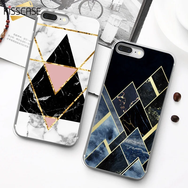 New KISSCASE геометрический чехол для iPhone X 6 6s 7 8 Plus мягкого силикона Мрамор Чехлы 5 5S SE