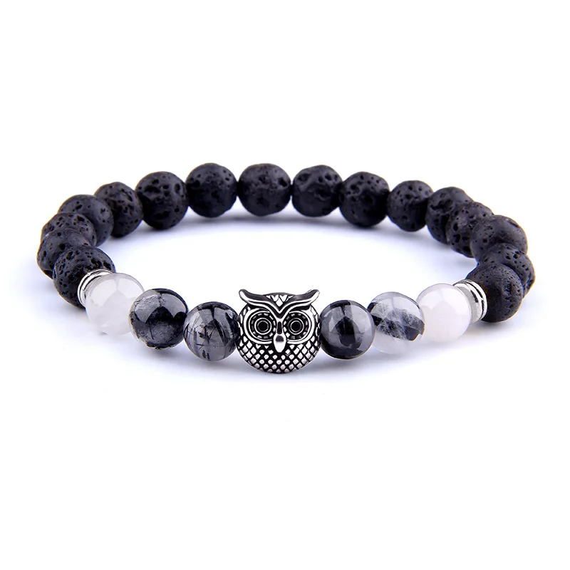 Vinswet Owl Charm Bracelet Natural Stone Beads Bracelets for Women Men friendship couple bracelet bulk Jewelry gift charm yoga | Украшения