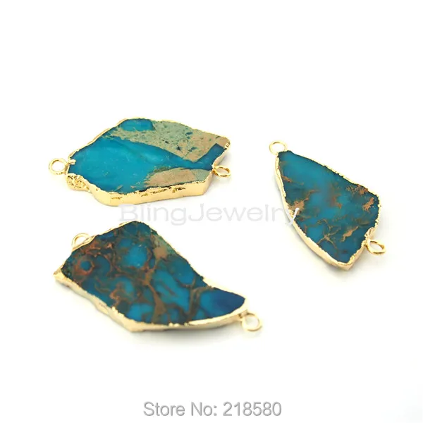 H-SP64 Free Form Blue Green Imperial Sediment Jaspers Stone Charm Pendant Connector Edged in Gold 2 Loops
H-SP64 Free Form Blue Green Imperial Sediment Jaspers Stone Charm Pendant Connector Edged in Gold 2 Loops