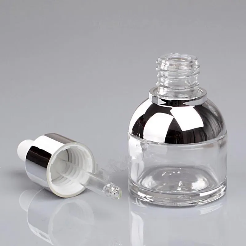 50pcs 20ML 30ml Essential Oil Bottle clear Color With Gold and Silver Circle Glass Plastic Head Dropper F20171749 | Красота и