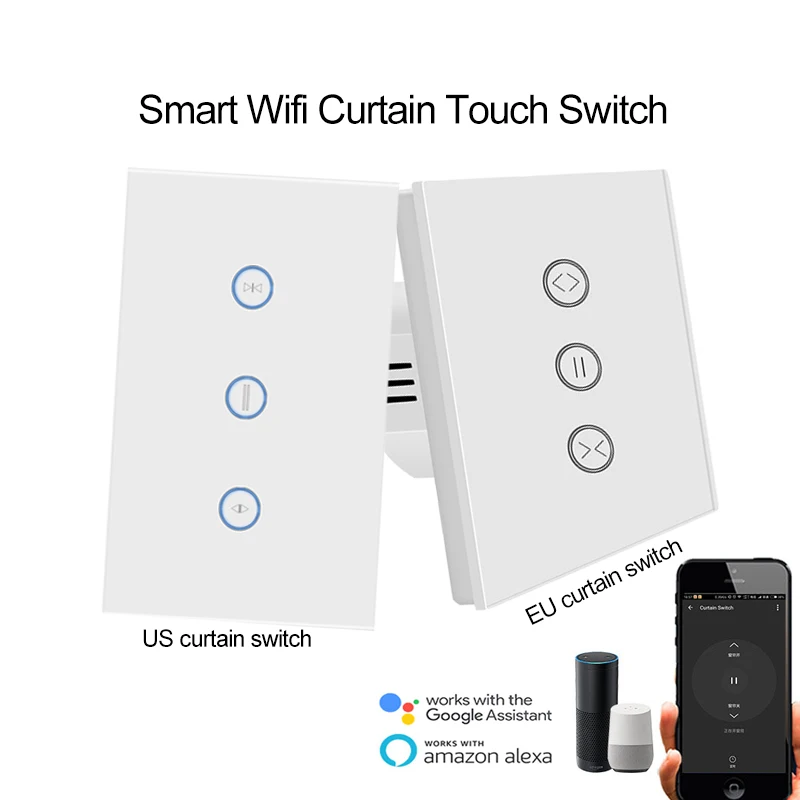 EU/US Wifi Curtain Wall Switch Control via APP Voice Control by Alexa Google for Electric motorized Curtain Blind Roller Shutter
EU/US Wifi Curtain Wall Switch Control via APP Voice Control by Alexa Google for Electric motorized Curtain Blind Roller Shutter