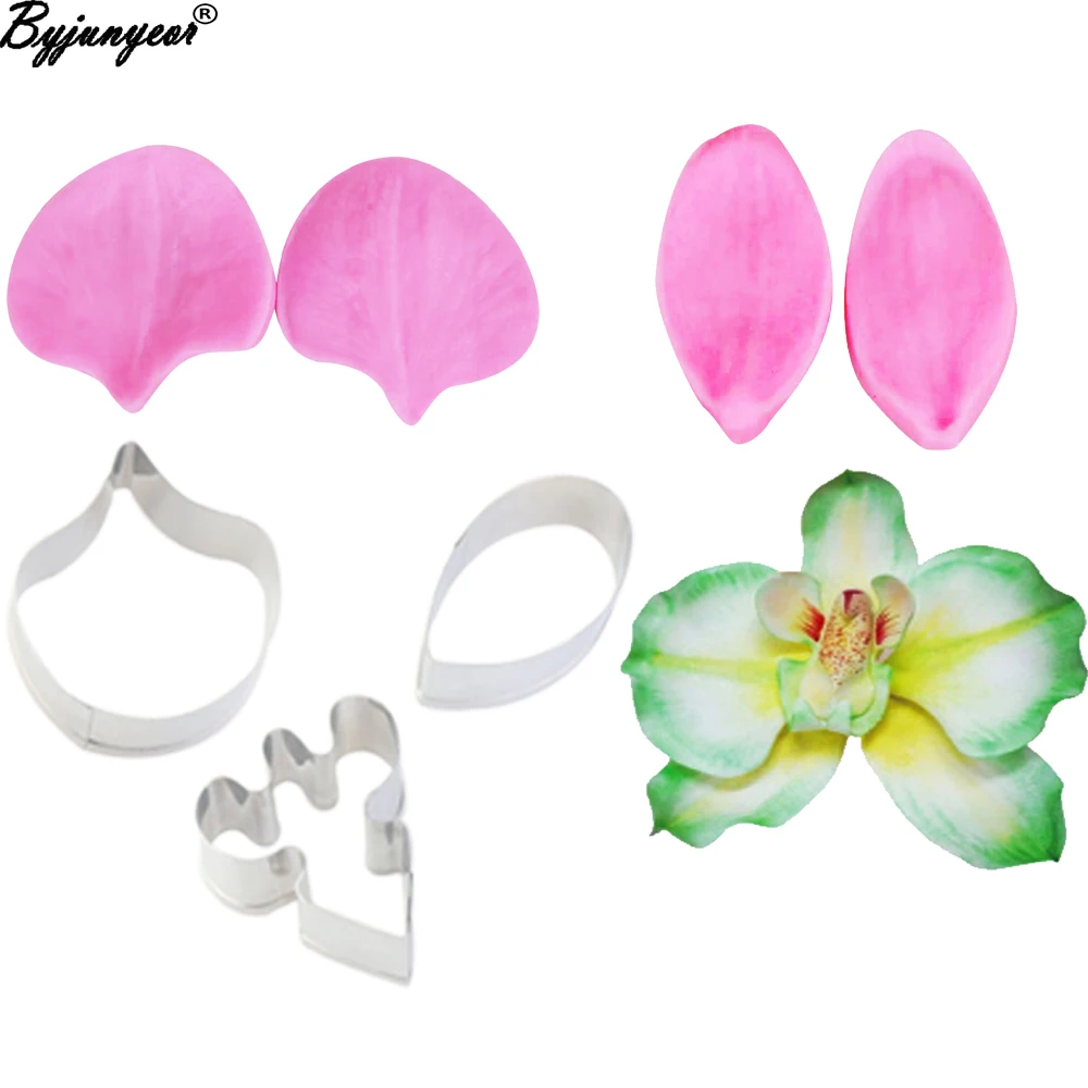 

Gumpaste Phalaenopsis Orchid Double Silicone Veiner Set Flower Mould Butterfly Petal Flower Cutter Fondant Sugarcraft Tool CS153