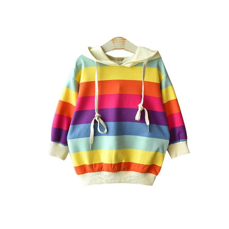 2019 Autumn Children Girls Casual Long Sleeve Colorful Striped Hooded Pullover Sweatshirt For 2-7Y New Girls Top Kids Clothing
2019 Autumn Children Girls Casual Long Sleeve Colorful Striped Hooded Pullover Sweatshirt For 2-7Y New Girls Top Kids Clothing