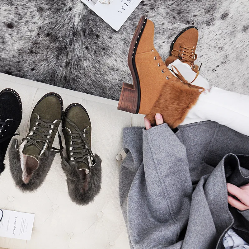 MoonMeek big size 34-43 fashion ankle boots for women round toe autumn winter boots square heels fur lace up women boots 2020
MoonMeek big size 34-43 fashion ankle boots for women round toe autumn winter boots square heels fur lace up women boots 2020