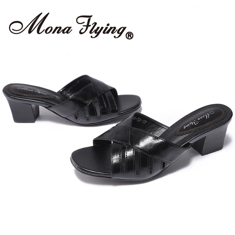 Mona Flying Women's Genuine Leather Block Heel Sandals Casual Summer High Heel Open Toe Slide Sandals Slippers for Ladies 319-22
Mona Flying Women's Genuine Leather Block Heel Sandals Casual Summer High Heel Open Toe Slide Sandals Slippers for Ladies 319-22