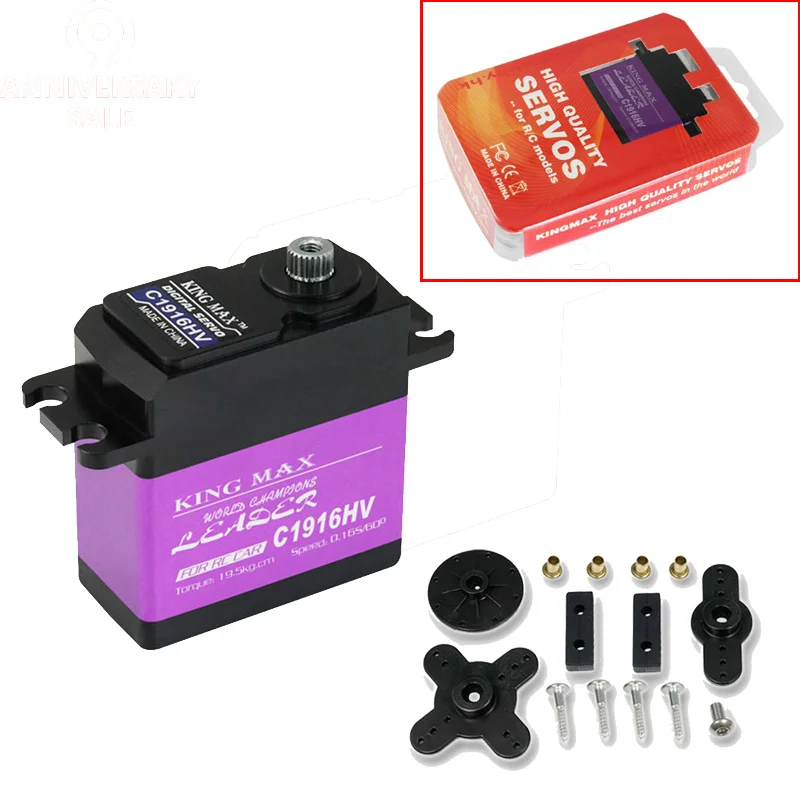 KINGMAX C1916HV 64g 19kg.cm Digital Metal Gear Standard Servo High Voltage Waterproof Full CNC Aluminum Case 50% OFF
KINGMAX C1916HV 64g 19kg.cm Digital Metal Gear Standard Servo High Voltage Waterproof Full CNC Aluminum Case 50% OFF
