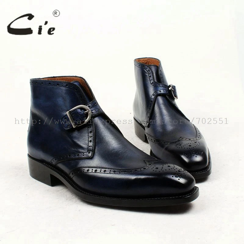 cie square toe full brogues medallion patina blue 100%genuine calf leather boot goodyear welted buckle handmade men's boot A91
cie square toe full brogues medallion patina blue 100%genuine calf leather boot goodyear welted buckle handmade men's boot A91