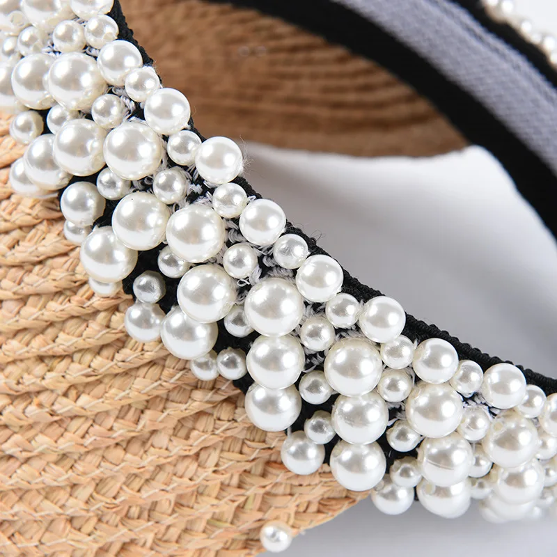 USPOP Fashion Hand-stitched pearl raffia sun hats female summer beach hat without top summer caps for women
USPOP Fashion Hand-stitched pearl raffia sun hats female summer beach hat without top summer caps for women