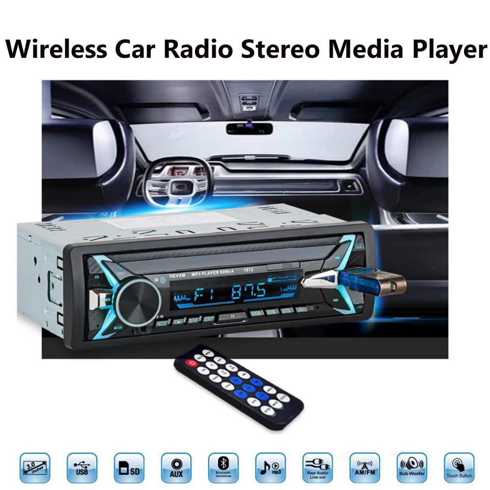 Bluetooth 2018 New BT AUX USB Wireless Car Radio Stereo MP3 WMA TF USB FM 12V Multifunction Remote Control 4 Loud Speaker
Bluetooth 2018 New BT AUX USB Wireless Car Radio Stereo MP3 WMA TF USB FM 12V Multifunction Remote Control 4 Loud Speaker