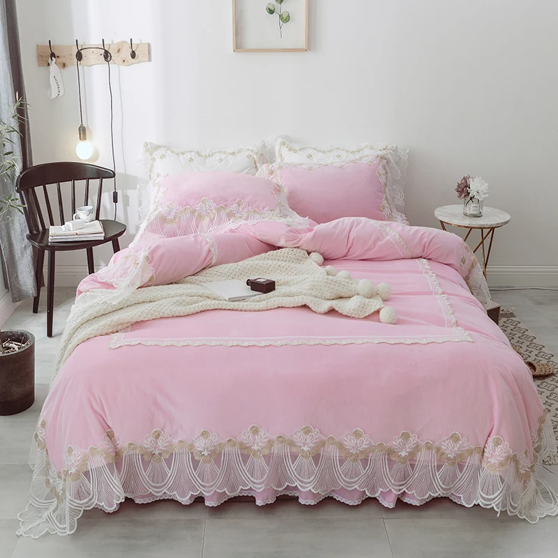 Pink White Green Blue Princess Style Fleece Fabric Winter Thick Girl Bedding Set Flannel Lace Duvet Cover Bed skirt Pillowcases
Pink White Green Blue Princess Style Fleece Fabric Winter Thick Girl Bedding Set Flannel Lace Duvet Cover Bed skirt Pillowcases