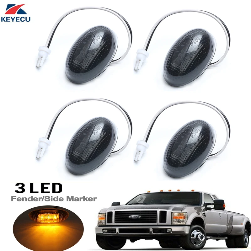KEYECU 4Pieces 12V 3Led Front Fender Bed Side Marker Clearance Led Lights for 1999-2010 Ford Super Duty F250 F350 F450 F550
KEYECU 4Pieces 12V 3Led Front Fender Bed Side Marker Clearance Led Lights for 1999-2010 Ford Super Duty F250 F350 F450 F550