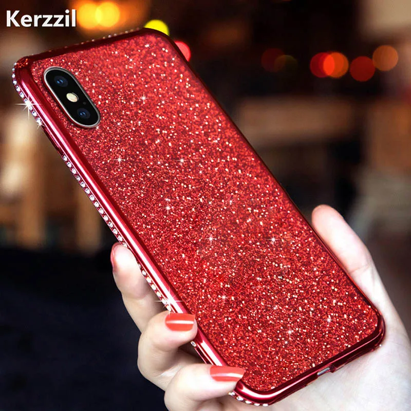 Блестящий чехол со стразами для iPhone X XR XS Max Роскошные 3D чехлы из мягкого ТПУ 7 8 6 6s