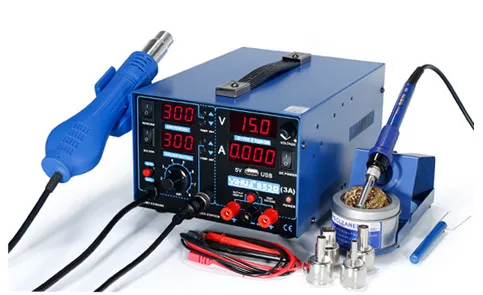 YH-853D 3A USB 3 In 1 Hot Air Solder Rework Station Heat Gun + Soldering Iron + 15V 1 A Regulated Power
YH-853D 3A USB 3 In 1 Hot Air Solder Rework Station Heat Gun + Soldering Iron + 15V 1 A Regulated Power