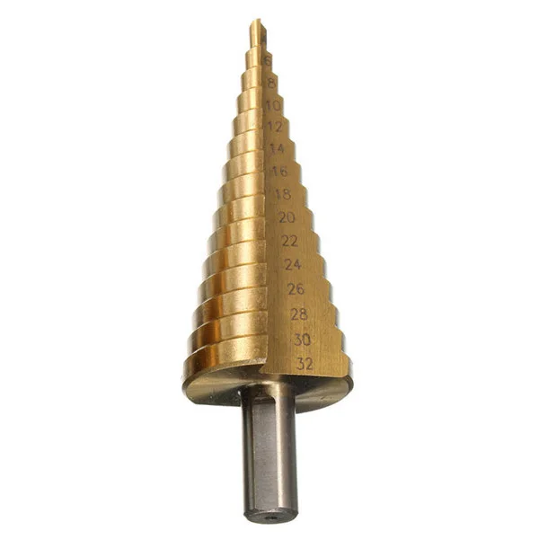 

Woodworking New Herramientas 2015 Hot Sale Saw Ferramentas Marcenaria Brocas Hss Triangle Shank Pagoda Step Drill Bit From 4-32