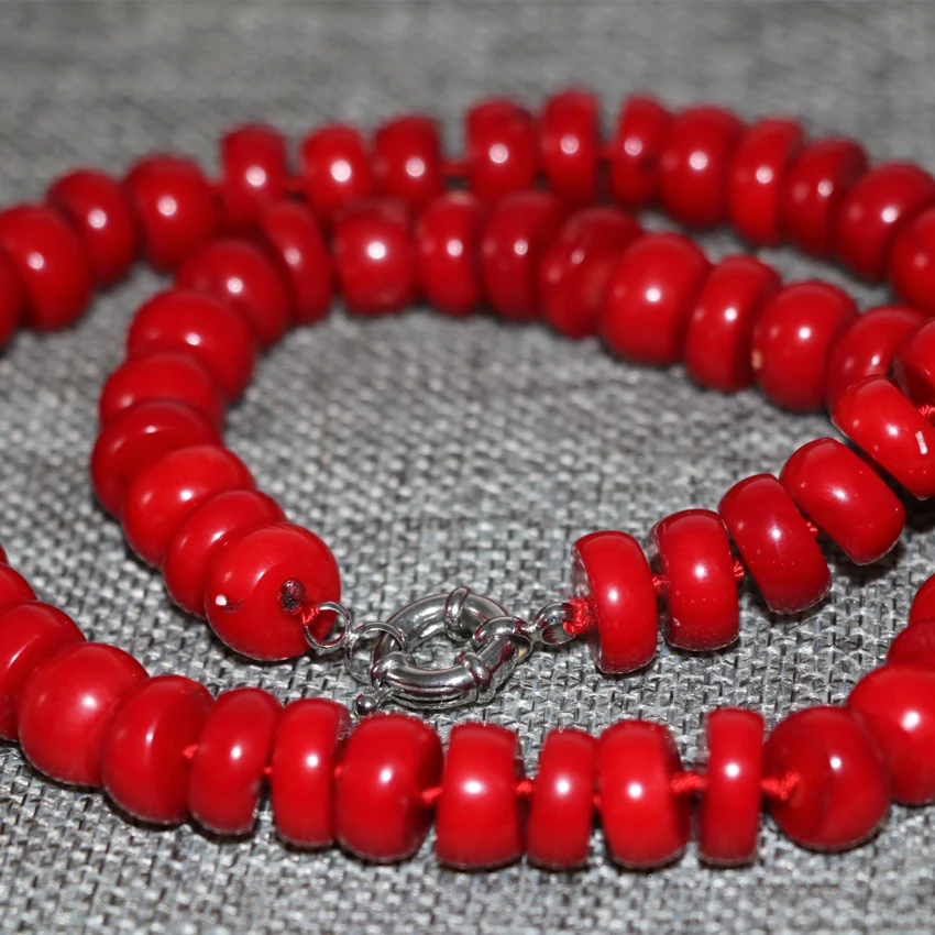 8x12mm high quality natural red coral abacus beads necklace for women weddings elegant gifts choker chain jewelry 20inch B2916
8x12mm high quality natural red coral abacus beads necklace for women weddings elegant gifts choker chain jewelry 20inch B2916