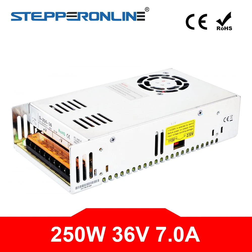 NEW 250W 36V 7.0A 115/230V Switching Power Supply for Stepper Motor 3D Printer CNC Router Kits
NEW 250W 36V 7.0A 115/230V Switching Power Supply for Stepper Motor 3D Printer CNC Router Kits