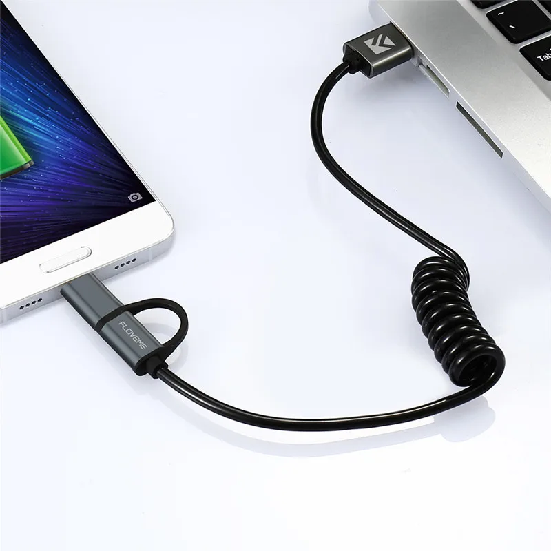 FLOVEME Wholesale 10pcs / lot, 2 in 1 QC 3.0 Type-C Micro USB Cable Fast Charger USB-C Spring Cabo Cable For Samsung Type C Line
FLOVEME Wholesale 10pcs / lot, 2 in 1 QC 3.0 Type-C Micro USB Cable Fast Charger USB-C Spring Cabo Cable For Samsung Type C Line