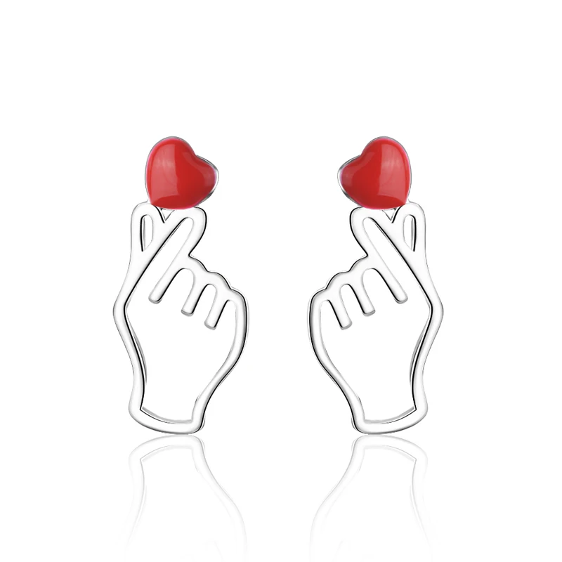 KOFSAC Trendy 925 Silver Stud Earrings For Women Wedding Jewelry Simple Cute Red Love Heart Gesture Earring Female Birthday Gift
KOFSAC Trendy 925 Silver Stud Earrings For Women Wedding Jewelry Simple Cute Red Love Heart Gesture Earring Female Birthday Gift
